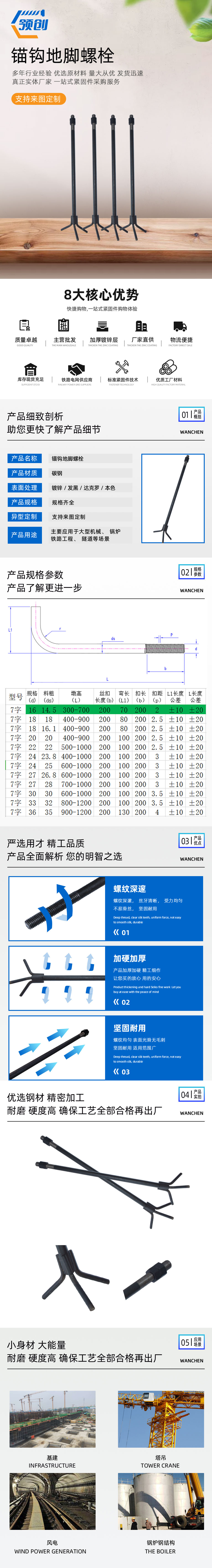 錨鉤地腳螺栓